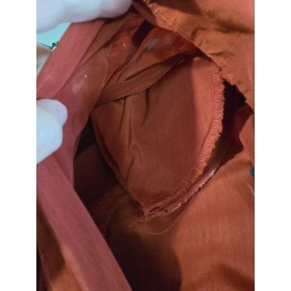 Womens Rust Button-Up Long-Sleeve Blouse Shirt W/ Chest Pocket & Back Pleat - Picture 5 of 10